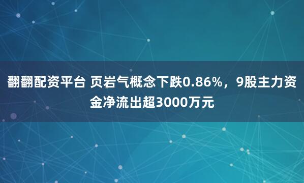 翻翻配资平台 页岩气概念下跌0.86%，9股主力资金净流出超3000万元